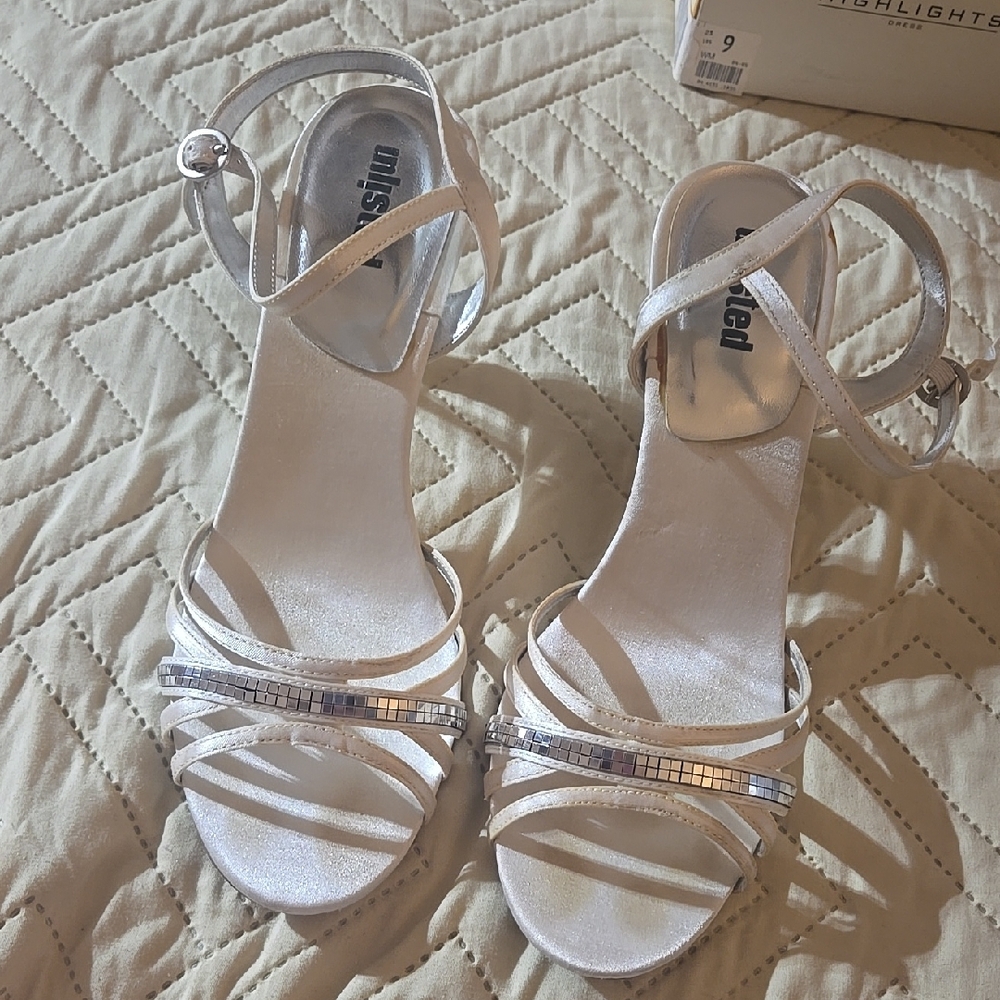 Unlisted White Heels with Strappy Design and High Slender Heel